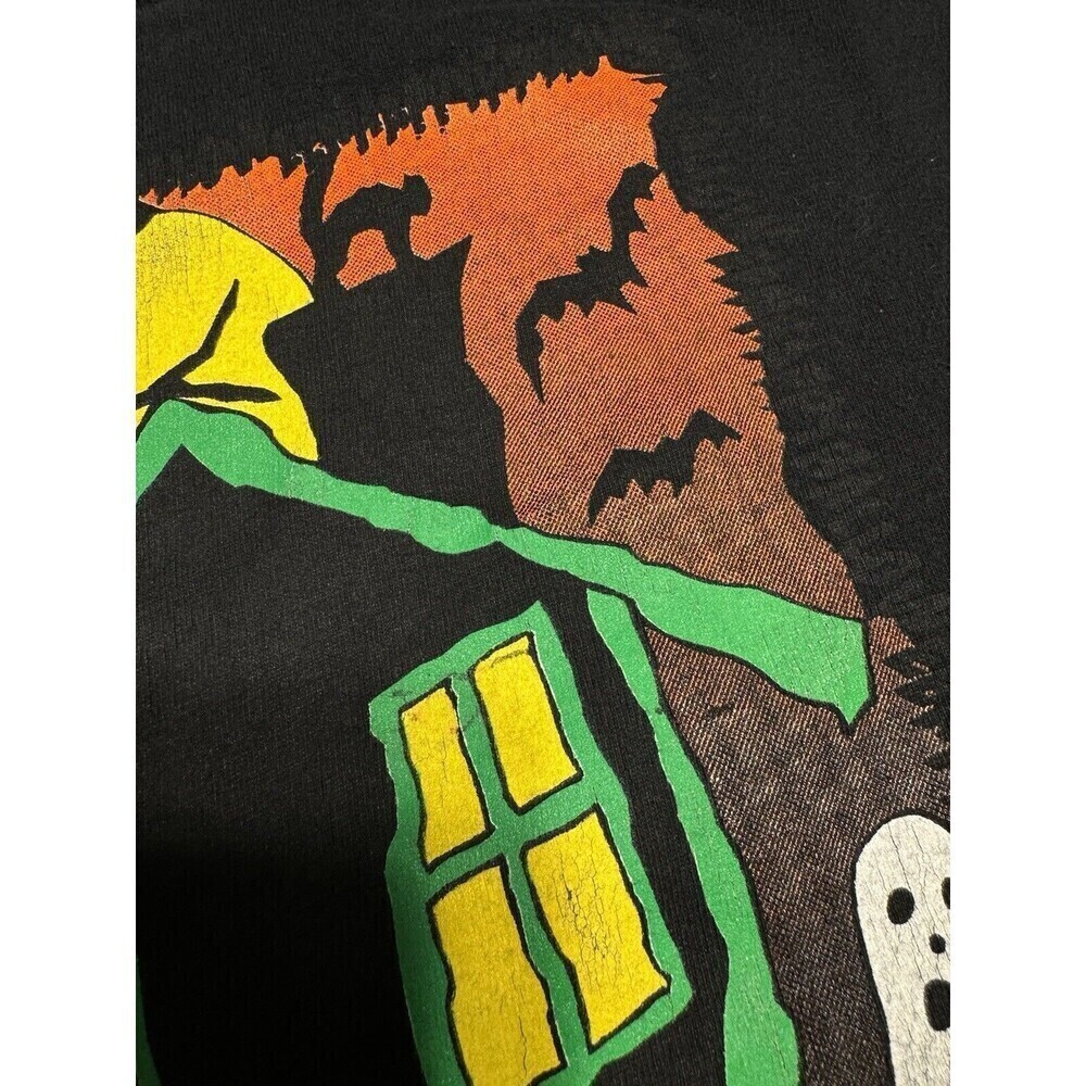 Vintage Y2K 90s Haunted House Ghost Halloween T Shirt Size M Black Single Stitch - Picture 6 of 11